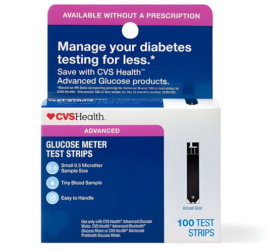 CVS Health Advanced Glucose Meter Test Strips – 100ct