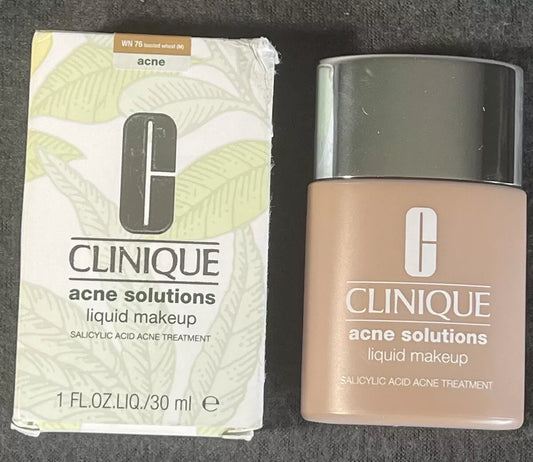 Clinique Acne Solutions Liquid Makeup WN 76 Toasted Wheat (M) 1oz - Salicylic Acid Formula