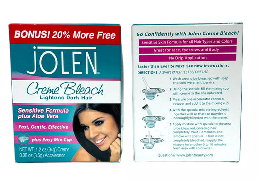 Jolen Creme Bleach Sensitive Formula Plus Aloe Vera, 1 Oz