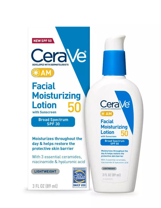 CeraVe AM Facial Moisturizing Lotion SPF 50, 3 oz