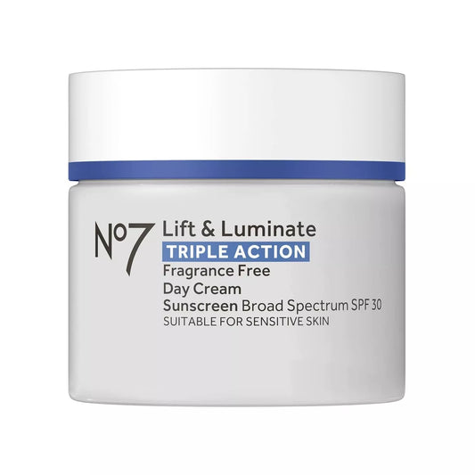 No7 Lift & Luminate Triple Action Day Cream Facial Moisturizer with Collagen Peptides and Vitamin C, SPF 30, 1.69 fl oz