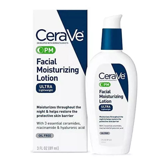 Cerave Facial Moisturizing Lotion, PM, Oil Free & Ultra Lightweight Face Lotion, 3 fl oz