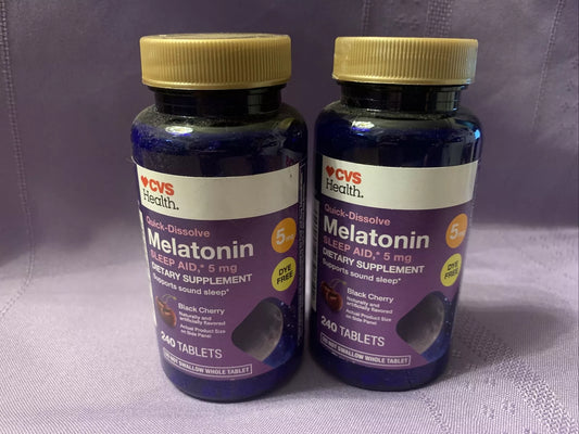 2X CVS Quick Dissolve Melatonin 5mg 240 Tablets Each, Black Cherry