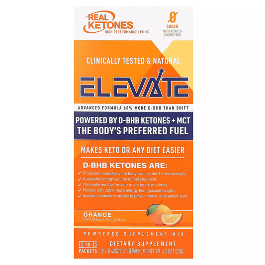 Real Ketones BHB+MCT Lean for Life Powder Sticks, Orange, 10 Count